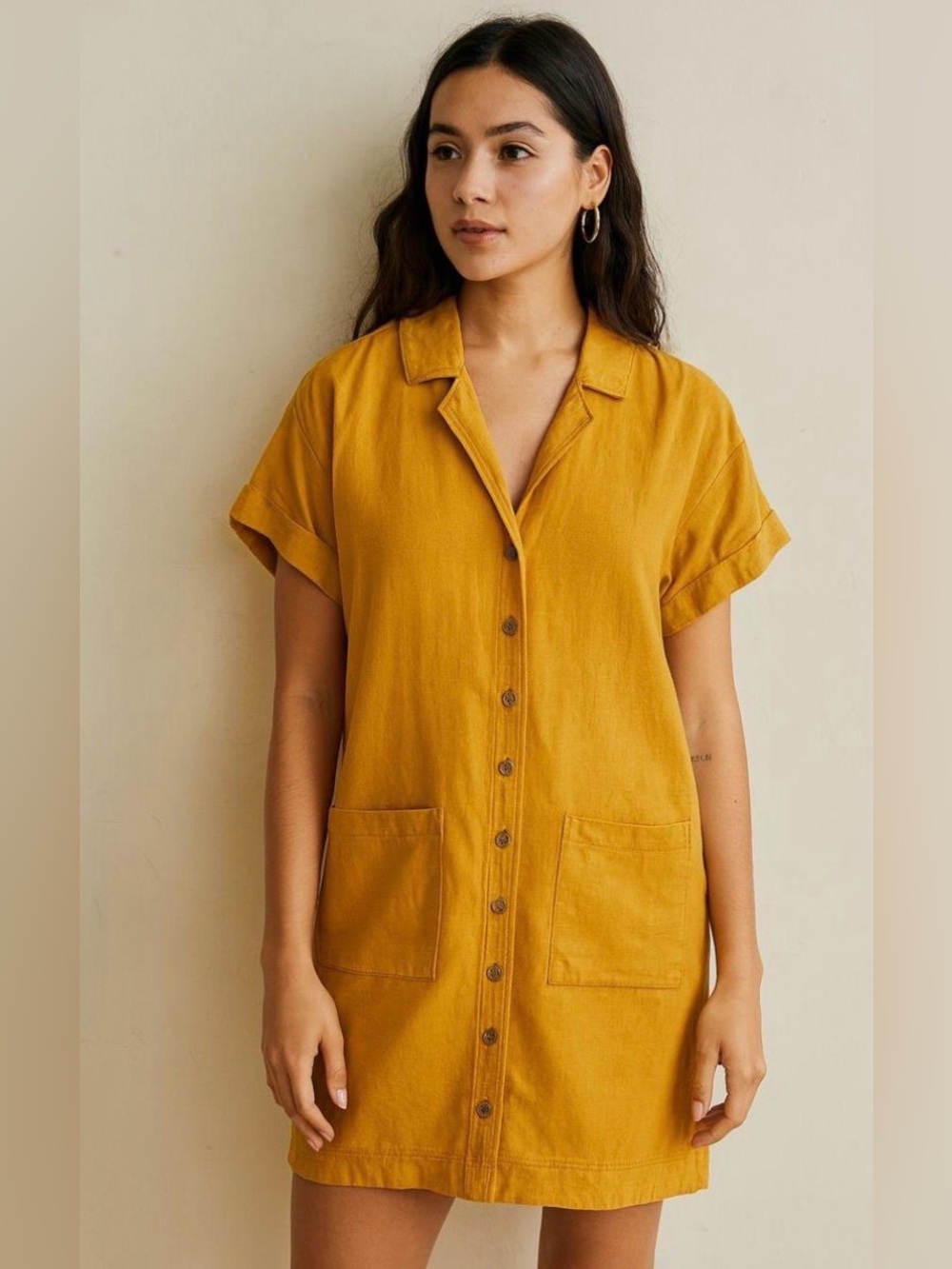 Anthropologie Pilcro linen button-down shirt dress size small